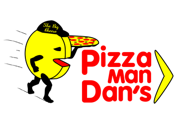PizzaMan Dan's Logo Alt - White