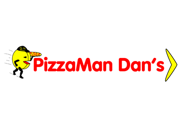 PizzaMan Dan's Logo - White