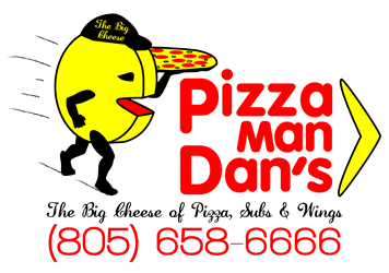 PizzaMan Dan's Logo - White